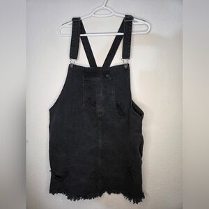 Black Distressed Skatergirl Denim Overall Dress